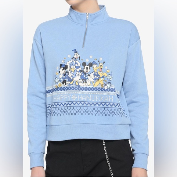 Her Universe Disney Holiday Hanukkah Half-Zip Crop Pullover - Picture 1 of 10